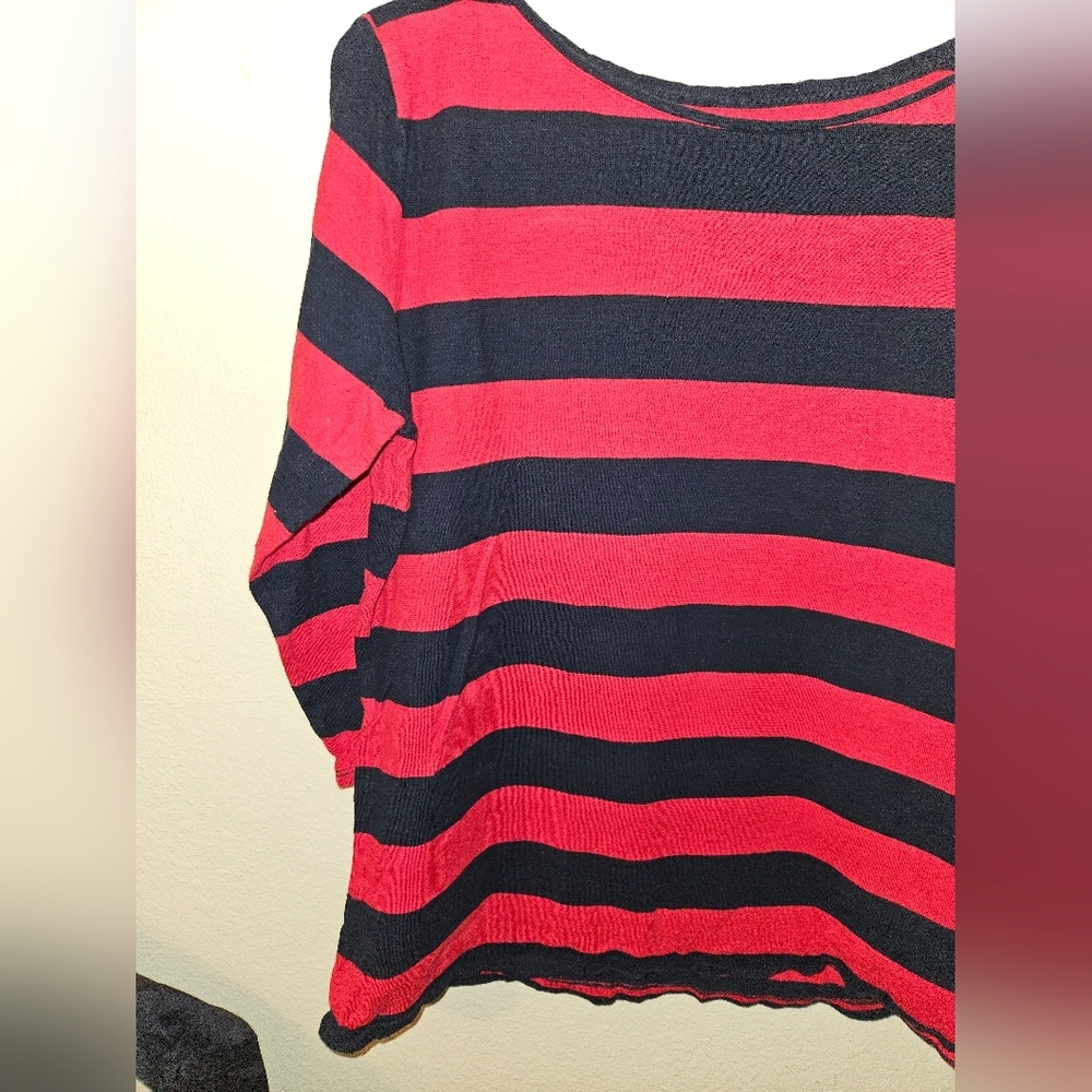 JCP Womans Striped 3/4 Sleeve Top Size Xl - Picture 2 of 14